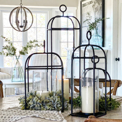 Black Rectangular Outdoor Lantern:  Choose from in 27&quot; or 19&quot;