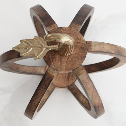 Wood Pumpkin Lantern with Gold Stem