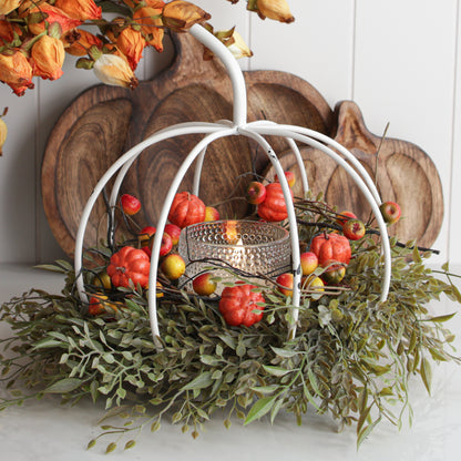 White Metal Pumpkin Lantern