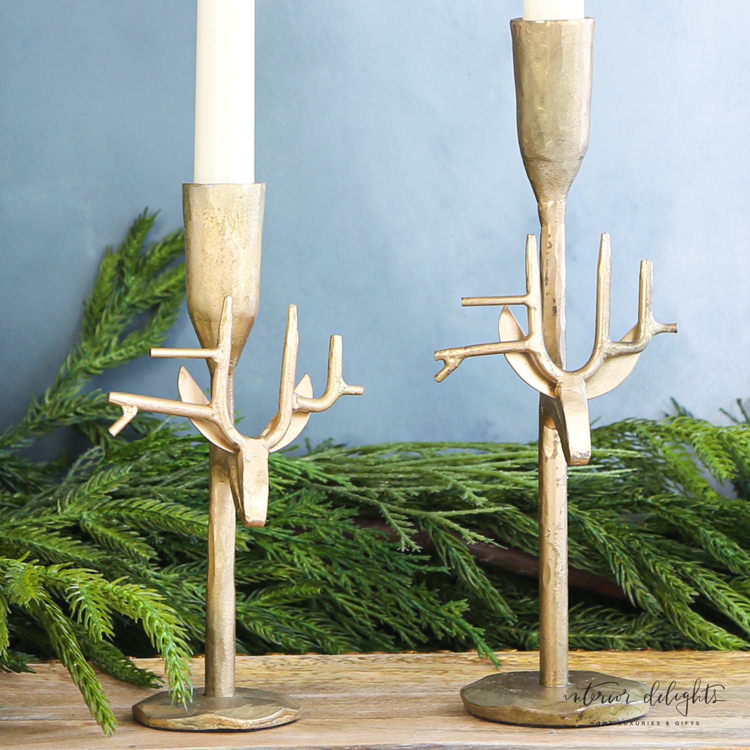 Forged Reindeer Candlesticks- Gold- Small or Large