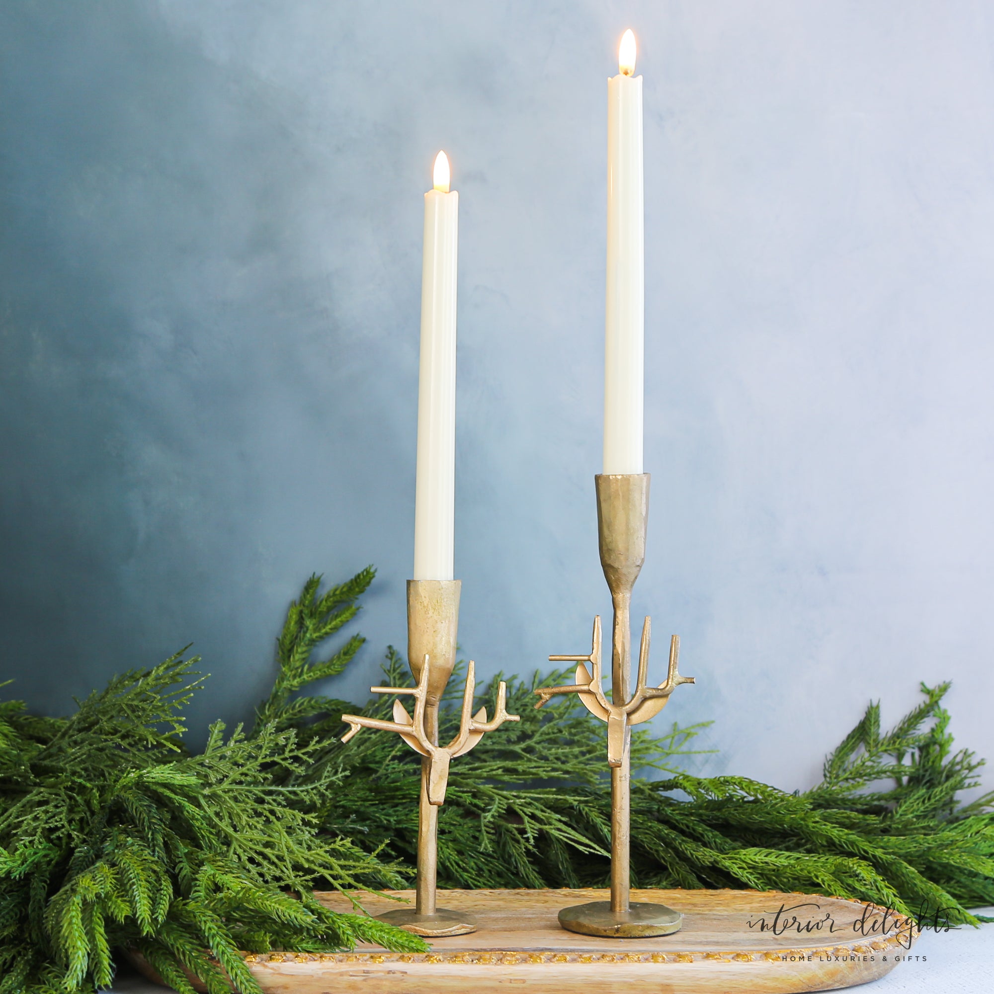 Forged Reindeer Candlesticks- Gold- Small or Large