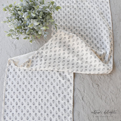 Block Print Runner-Ivory &amp; Gray - Interior Delights