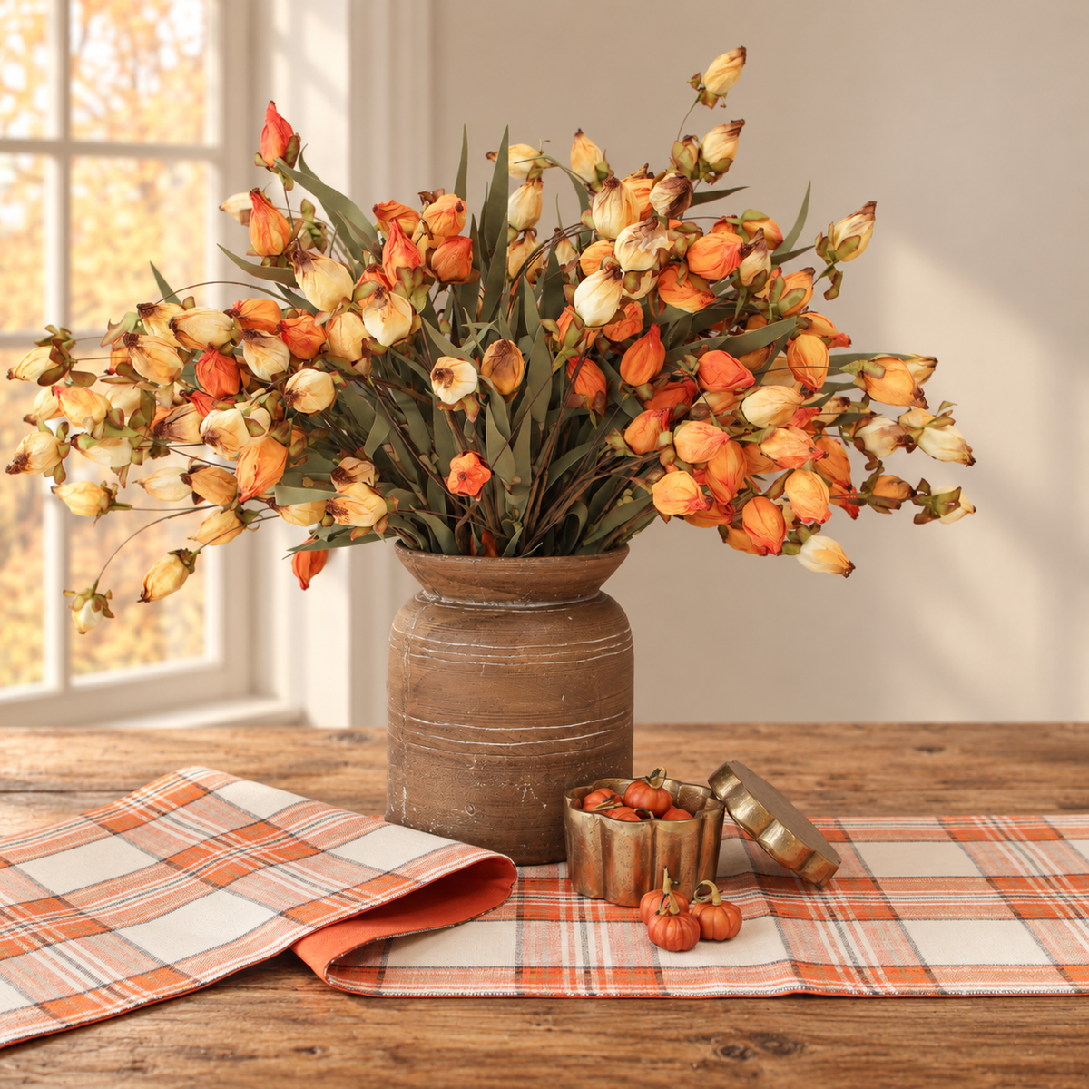 Orange Plaid Table Runner