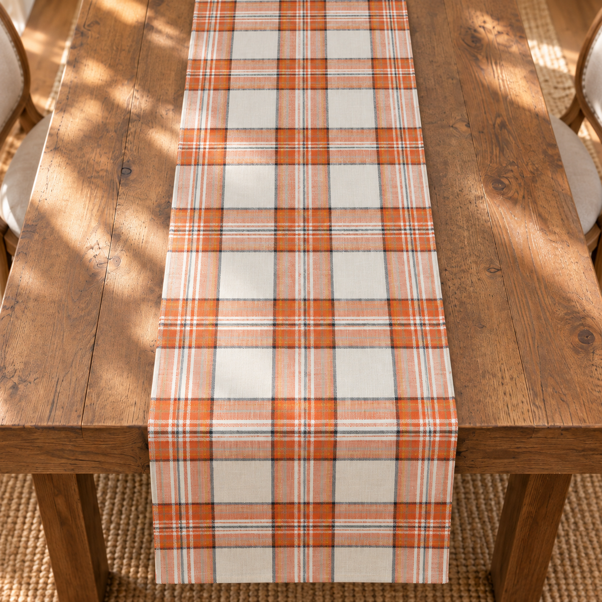 Orange Plaid Table Runner