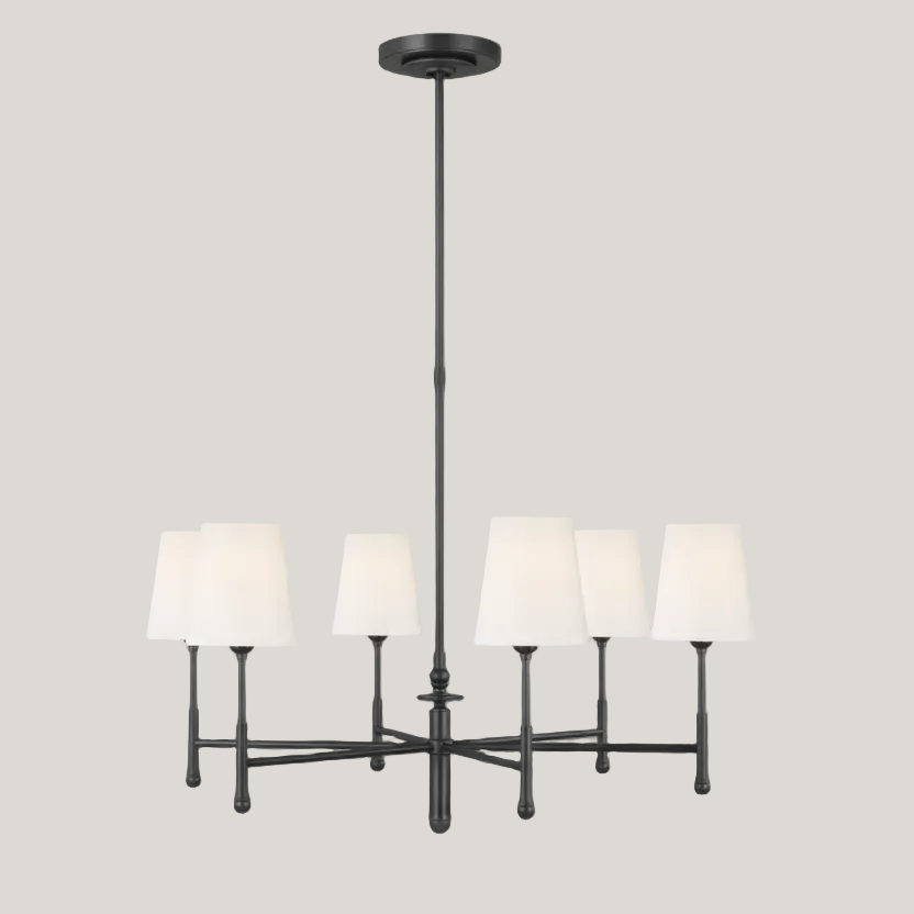 Capri 6 Light Shaded 34" Chandelier - (G/V) - Interior Delights