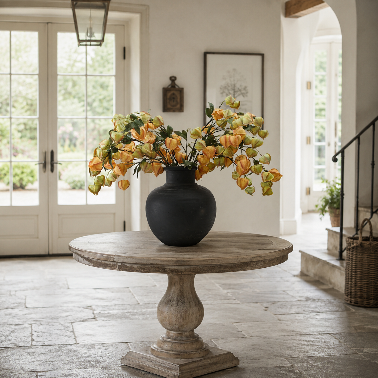 13.5 in Black Vase with Narrow Opening - Interior Delights