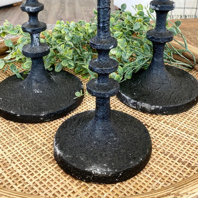 Black Textured Candlestick (Three Sizes to Choose From)