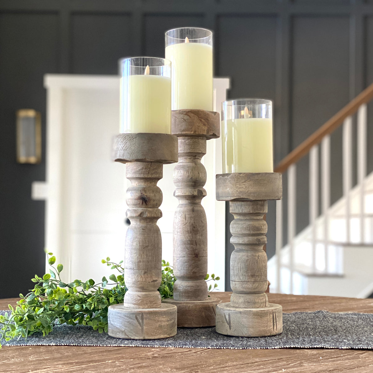 ON SALE: Chunky Wood Candlestick, choose from 3 sizes