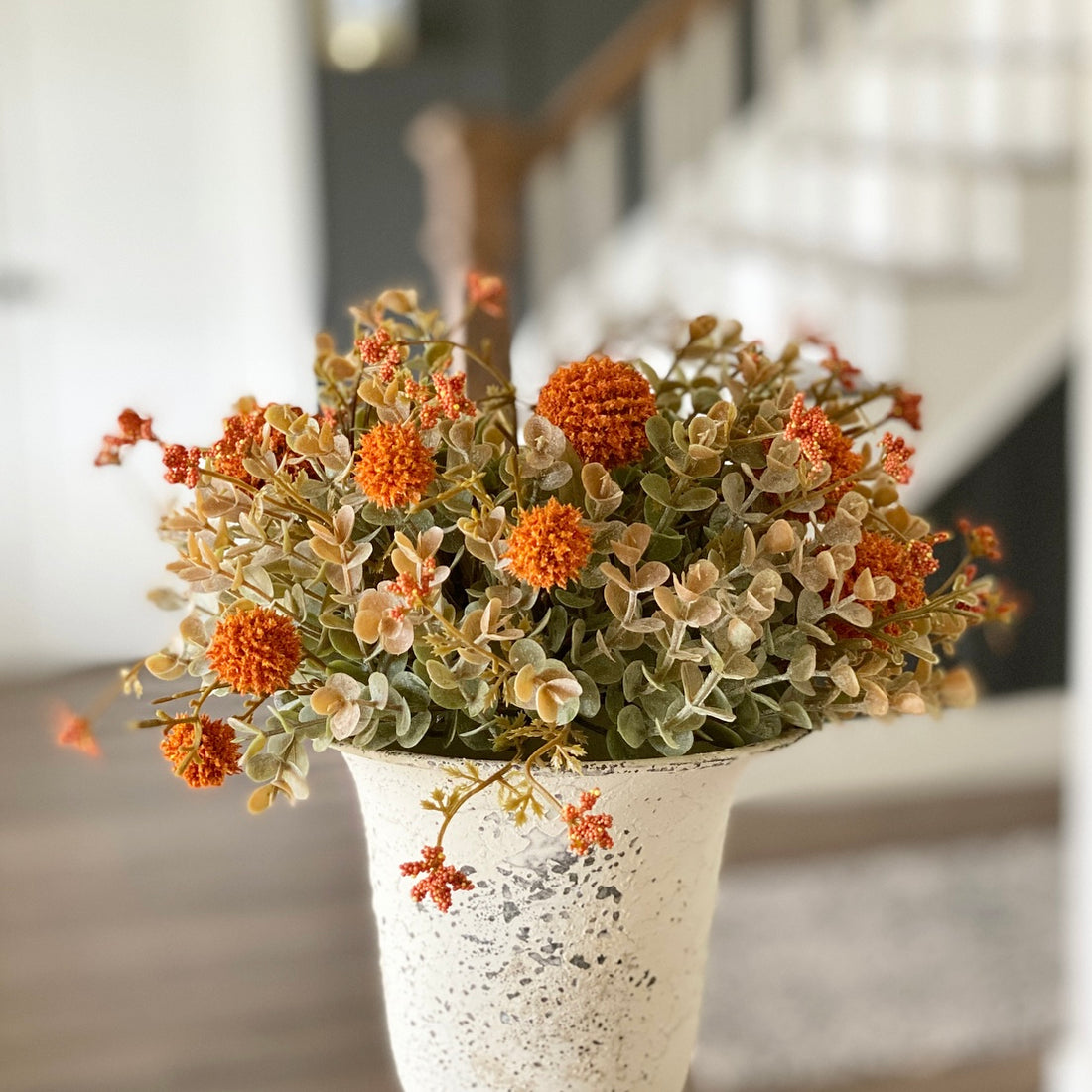 10” Fall Garden Pouf, Pumpkin - Interior Delights