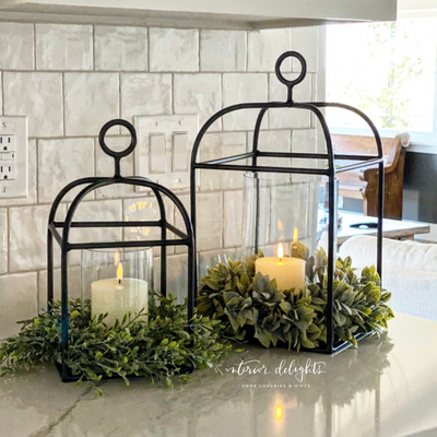 Black Square Indoor/Outdoor Lantern-Choose from  17" or 13"
