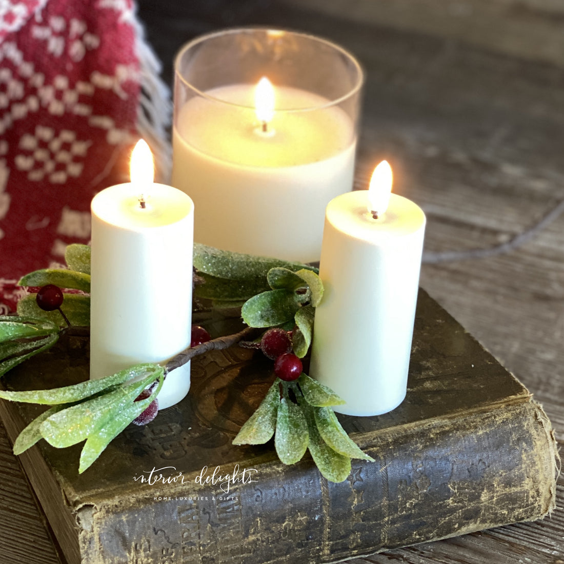 Close-up view of the 4&quot; tall Flameless Votives-Set of Two showcasing their sleek design.