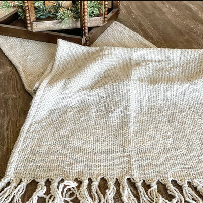 ON SALE: Off White Fringe Table Runner