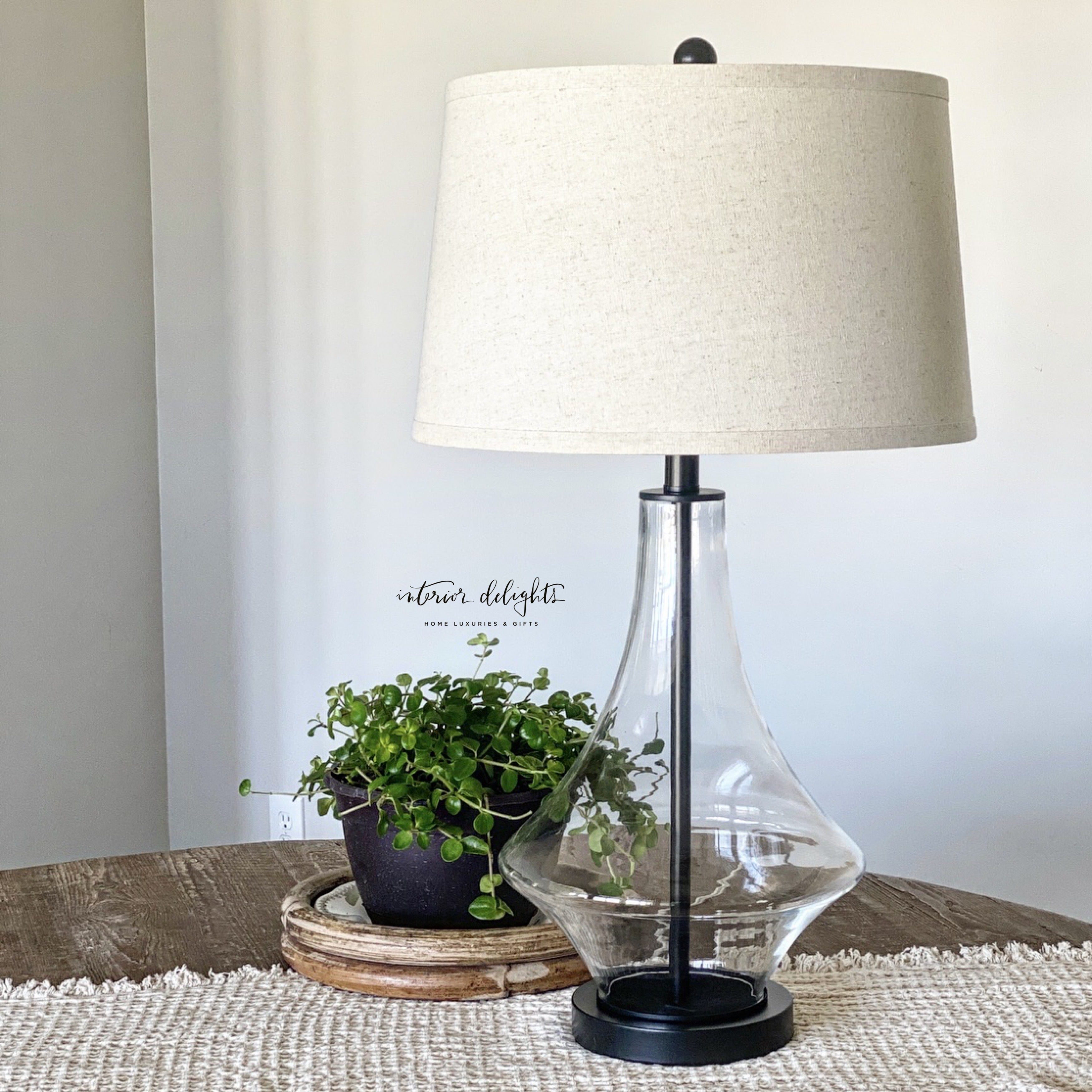 Clear Glass and Rubbed Bronze Lamp