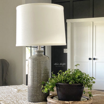 Textured Gray Ceramic Table Lamp