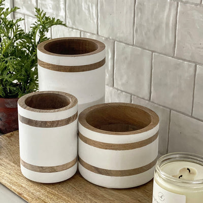 Wood Striped Canister, choose from 3 sizes