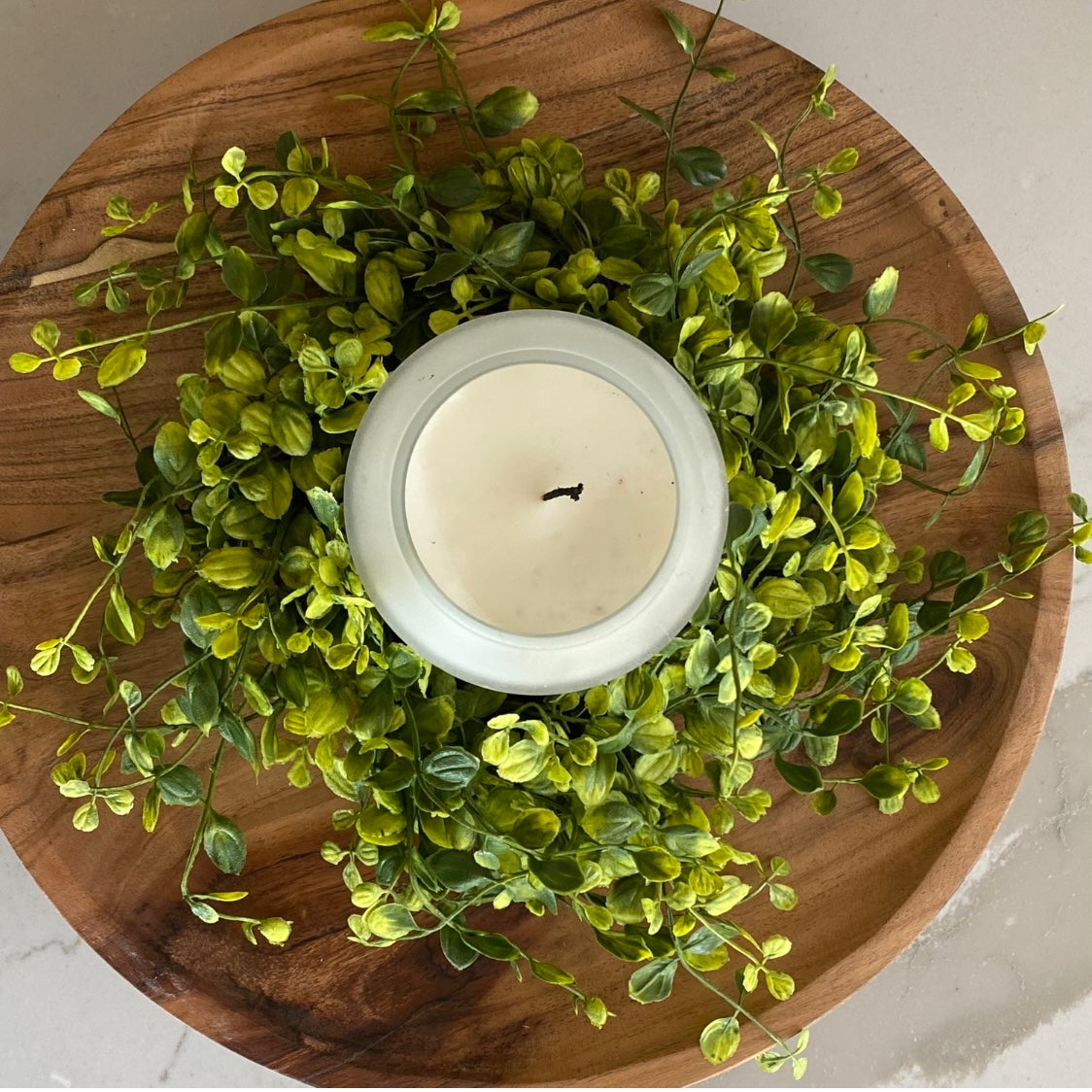 ON SALE: 9" Bright Green Leaf Candle Ring