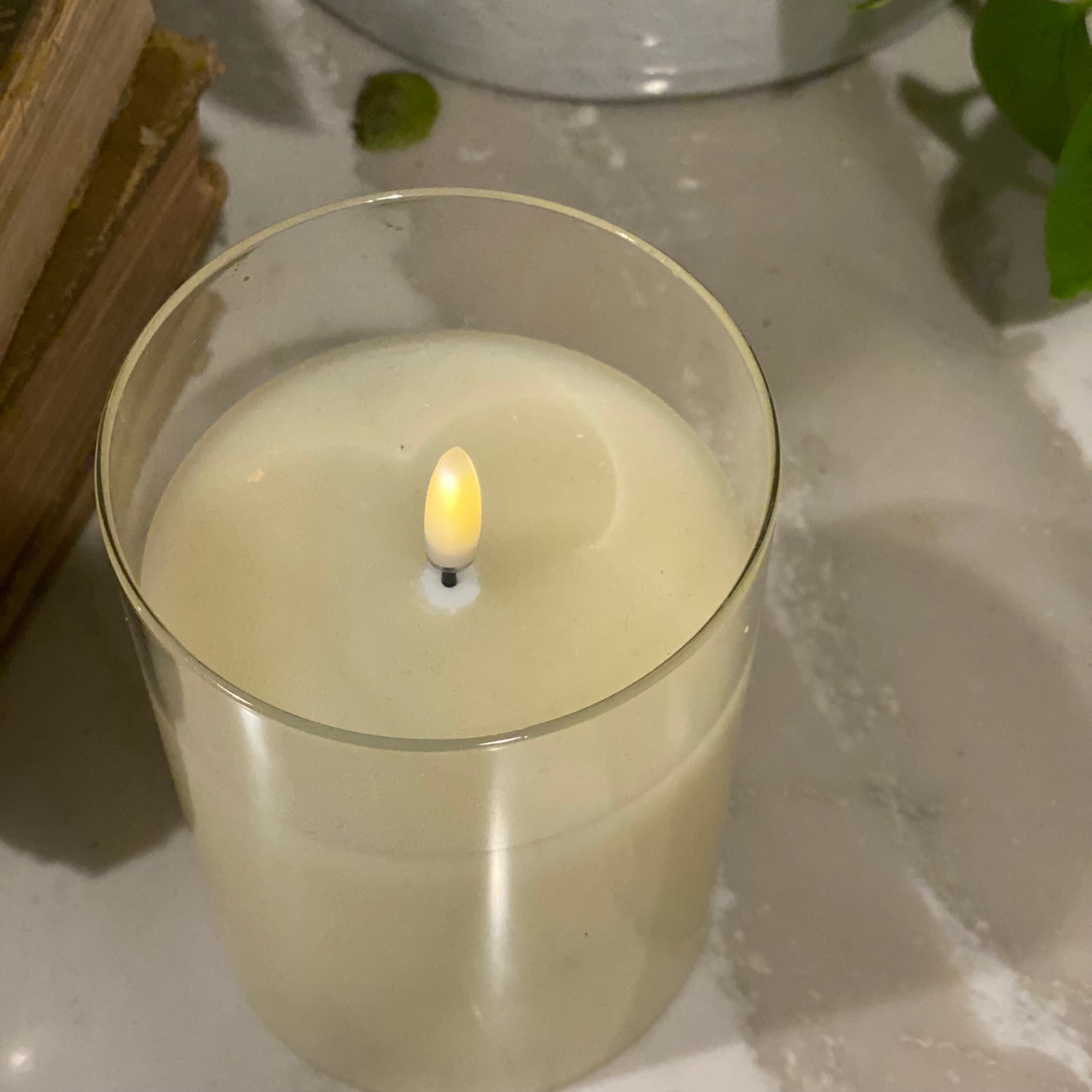 5&quot; x 3.5&quot;  Ivory Flameless Candle - Interior Delights