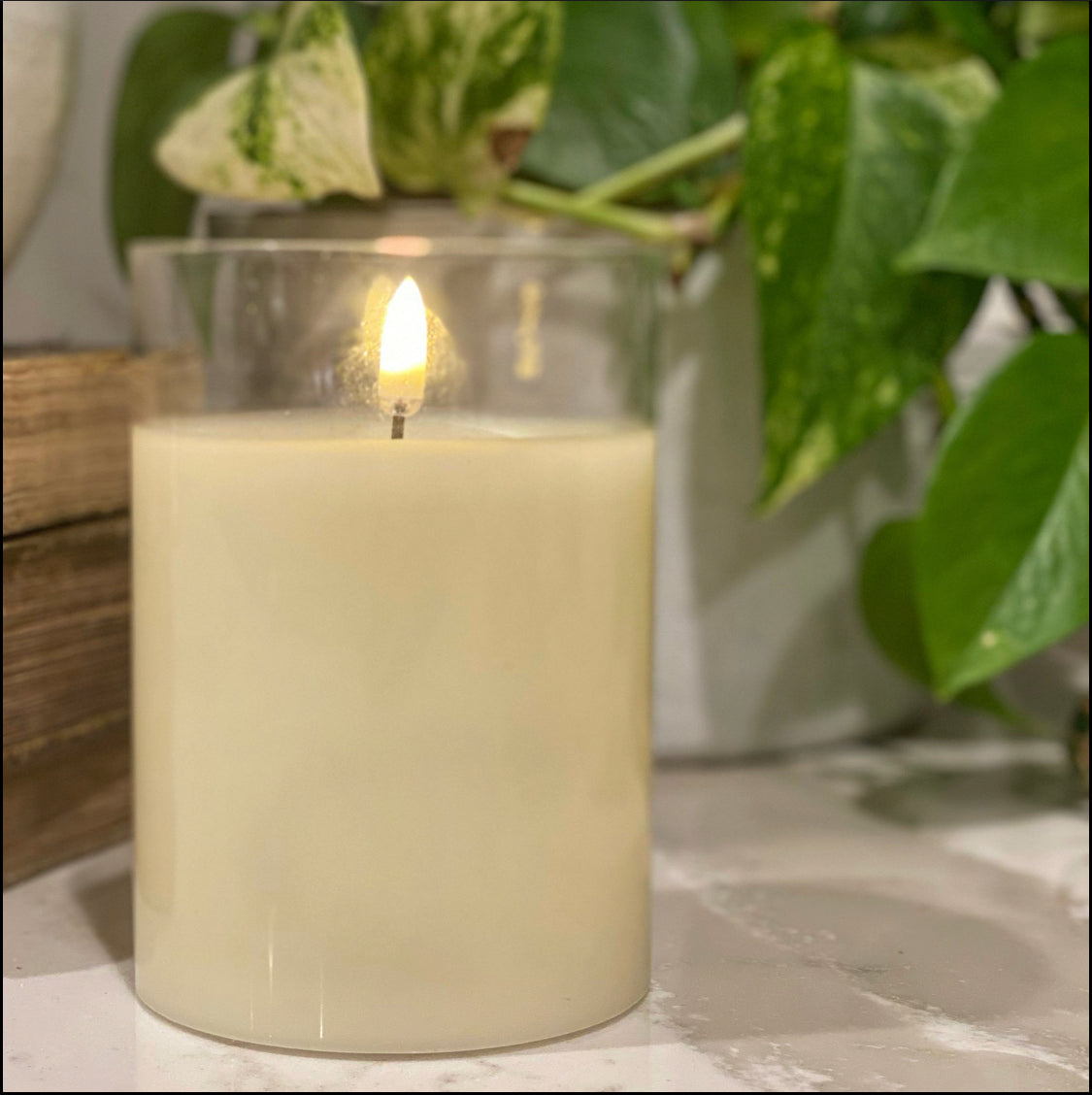 5&quot; x 3.5&quot;  Ivory Flameless Candle - Interior Delights